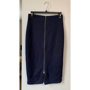 Halogen Navy zipper detail work pencil skirt